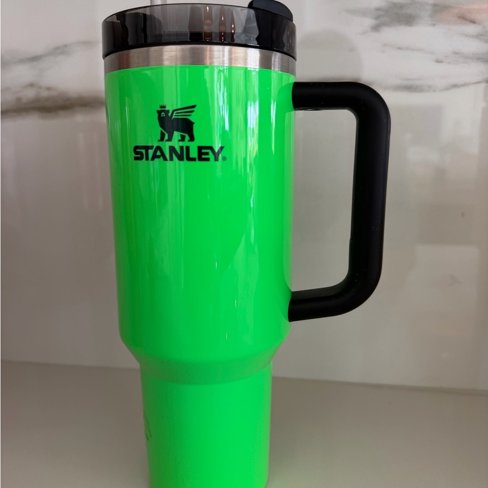 Stanley Neon Green Travel Tumbler with Black Handle